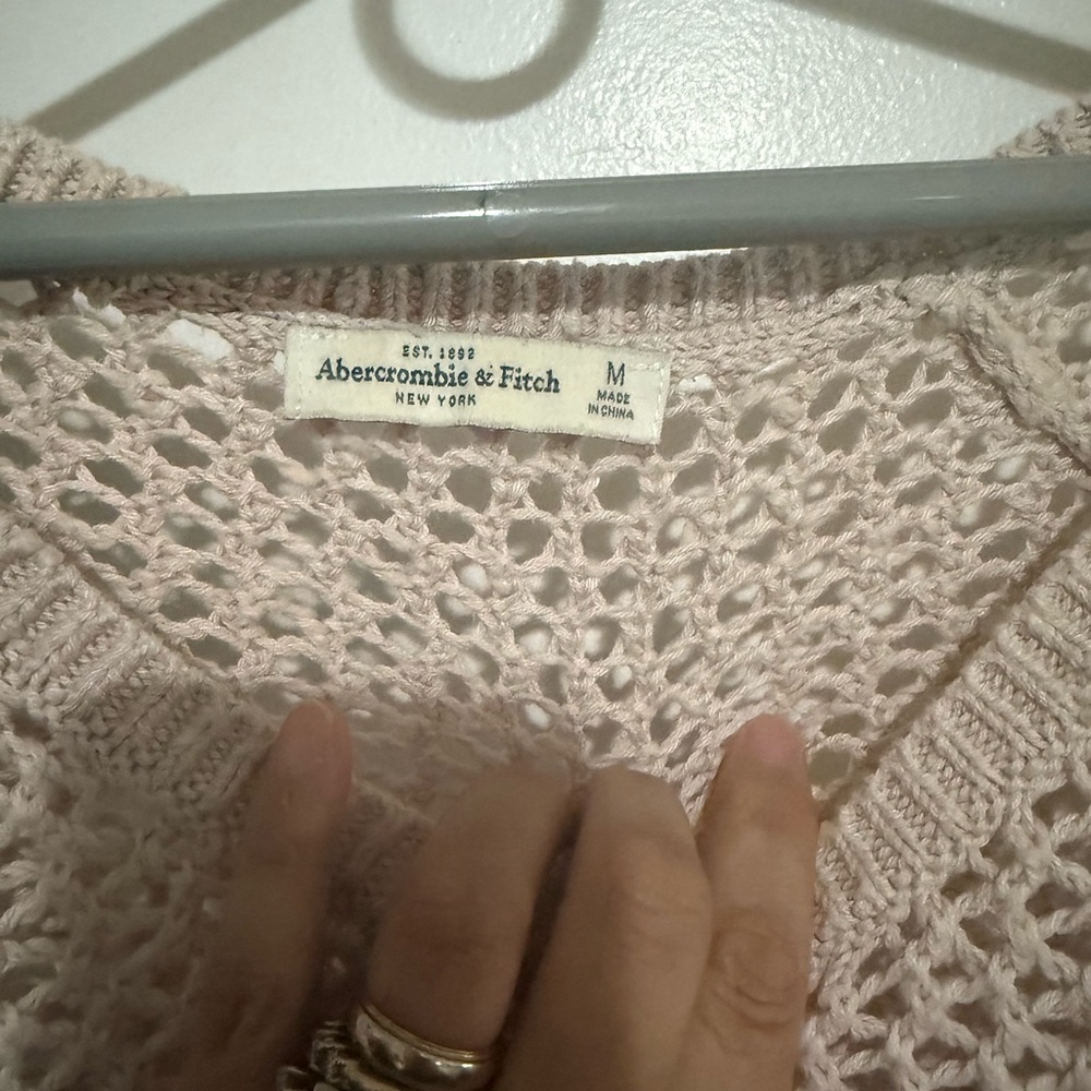 Abercrombie & Fitch Women's Size M Knit Cotton Linen Wool Open Stitch Sweater